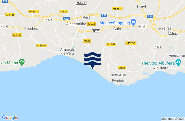 Mappa delle maree di Praia dos Salgados, Portugal