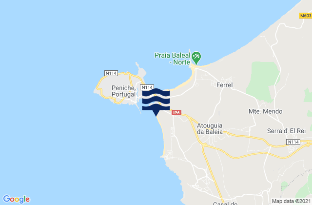Mappa delle maree di Praia dos Supertubos, Portugal