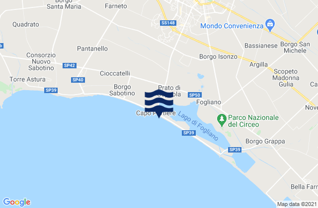 Mappa delle maree di Prato di Coppola, Italy