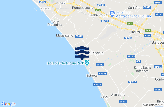 Mappa delle maree di Pratole, Italy