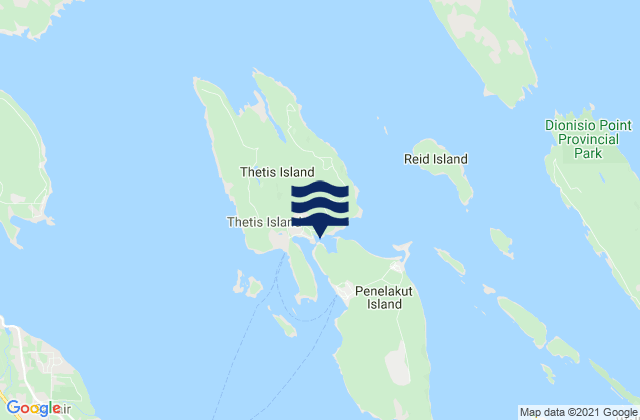 Mappa delle maree di Preedy Harbour, Canada