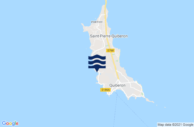 Mappa delle maree di Presqu'île de Quiberon, France