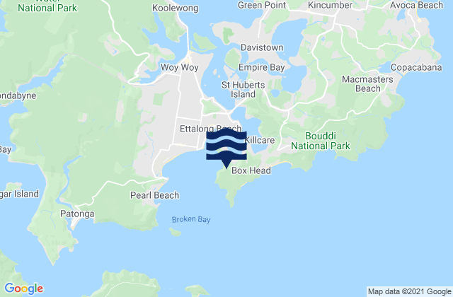 Mappa delle maree di Pretty Beach, Australia