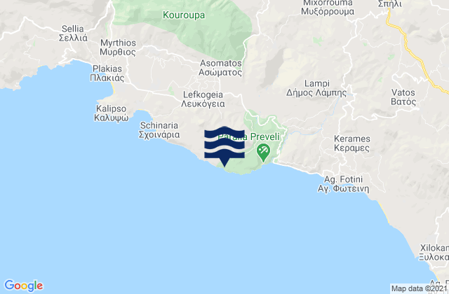 Mappa delle maree di Preveli, Greece