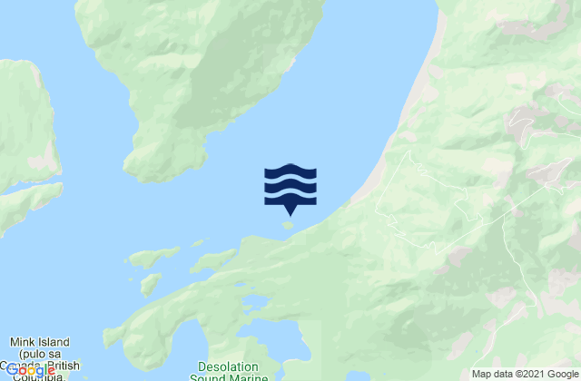 Mappa delle maree di Prideaux Haven, Canada