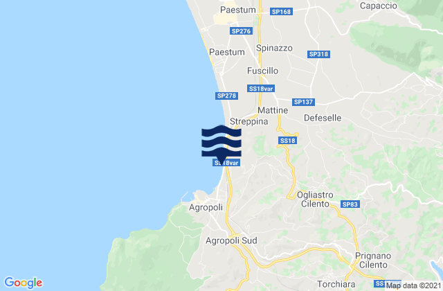 Mappa delle maree di Prignano Cilento, Italy