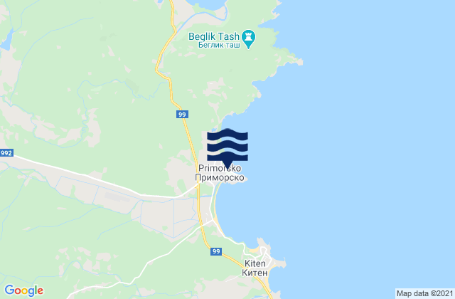 Mappa delle maree di Primorsko, Bulgaria