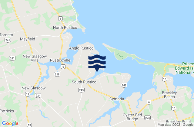 Mappa delle maree di Prince Edward Island, Canada