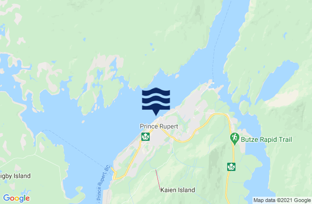 Mappa delle maree di Prince Rupert, Canada