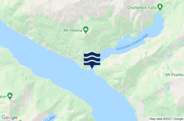 Mappa delle maree di Princess Louisa Inlet, Canada