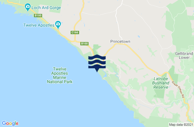 Mappa delle maree di Princetown, Australia
