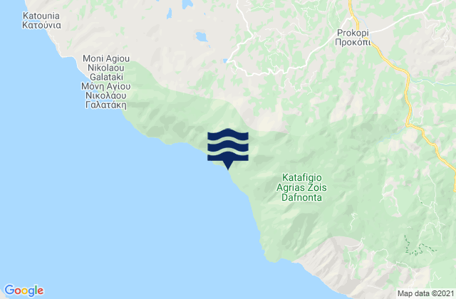 Mappa delle maree di Prokópi, Greece