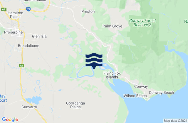Mappa delle maree di Proserpine, Australia