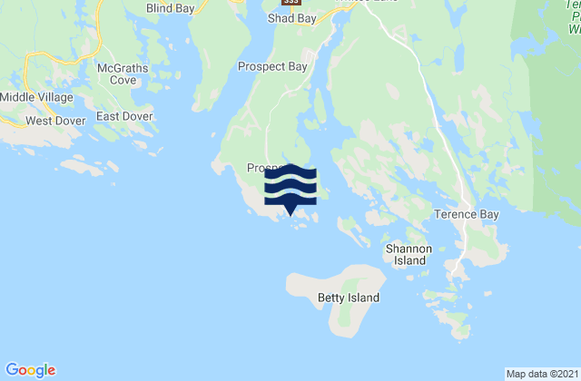 Mappa delle maree di Prospect, Canada