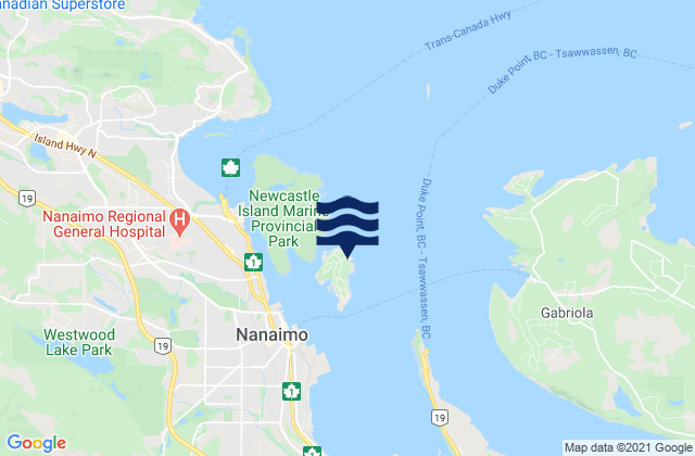 Mappa delle maree di Protection Island, Canada