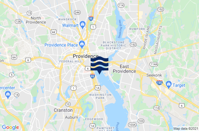 Mappa delle maree di Providence River Fox Point Reach, United States