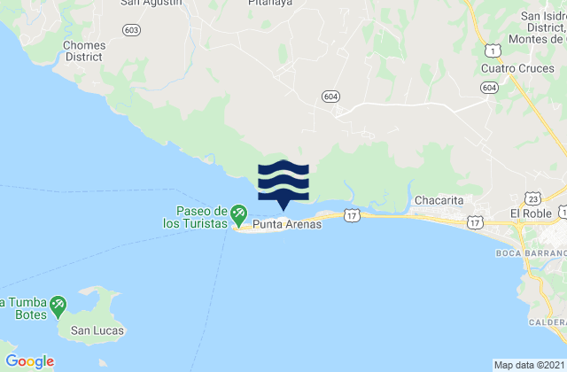 Mappa delle maree di Provincia de Puntarenas, Costa Rica