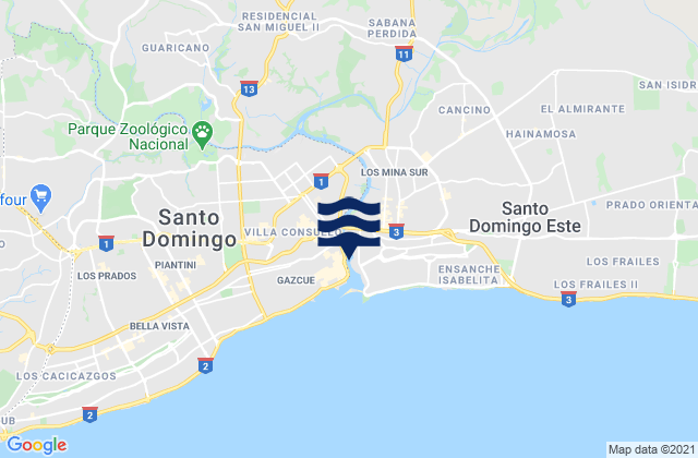 Mappa delle maree di Provincia de Santo Domingo, Dominican Republic
