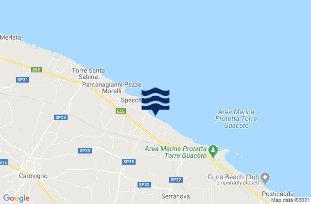 Mappa delle maree di Provincia di Brindisi, Italy