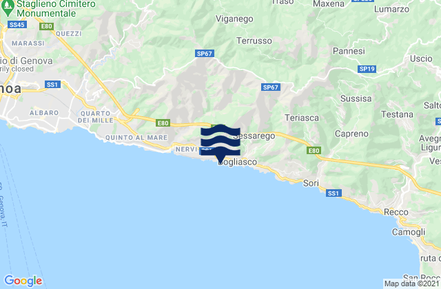 Mappa delle maree di Provincia di Genova, Italy