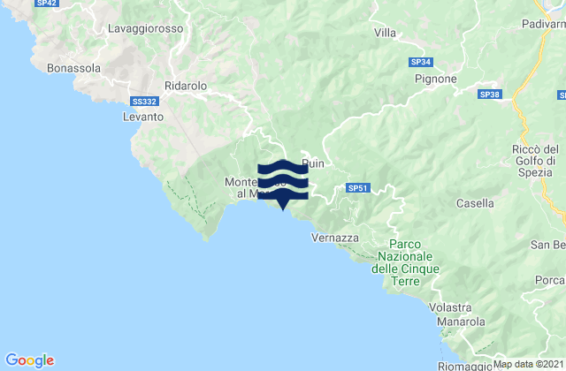 Mappa delle maree di Provincia di La Spezia, Italy