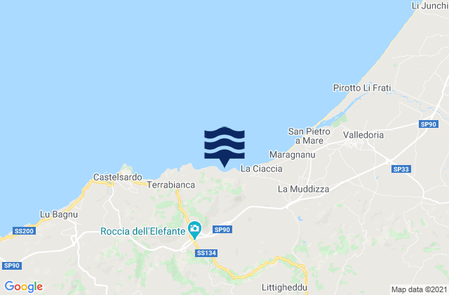 Mappa delle maree di Provincia di Sassari, Italy