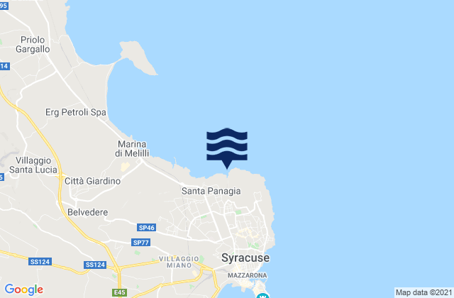 Mappa delle maree di Provincia di Siracusa, Italy