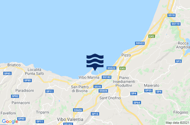 Mappa delle maree di Provincia di Vibo-Valentia, Italy
