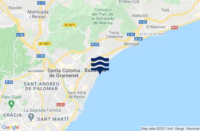 Mappa delle maree di Província de Barcelona, Spain