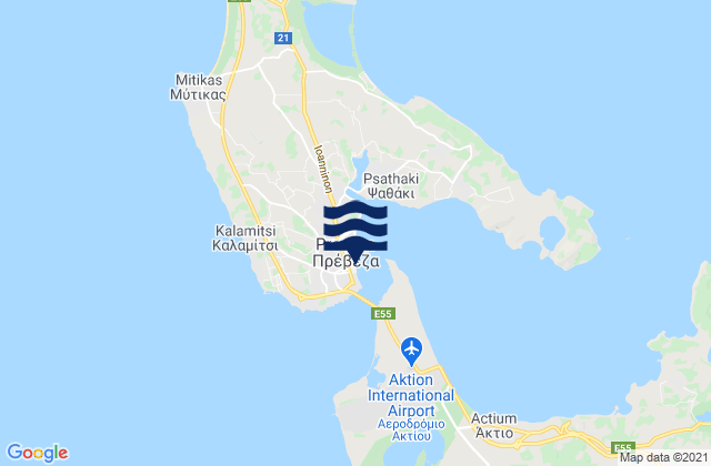 Mappa delle maree di Préveza, Greece