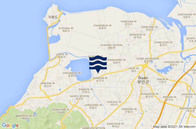 Mappa delle maree di Puan, South Korea