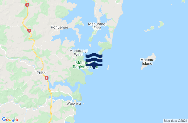 Mappa delle maree di Pudding Island, New Zealand