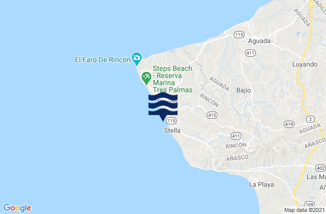 Mappa delle maree di Pueblo Barrio, Puerto Rico