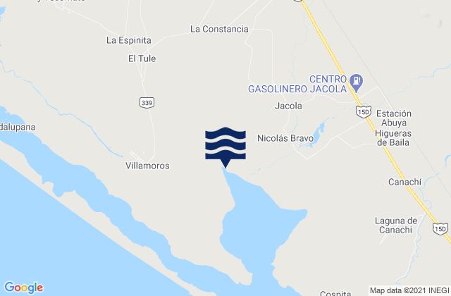 Mappa delle maree di Pueblos Unidos, Mexico
