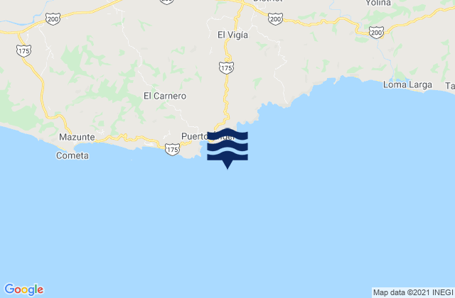 Mappa delle maree di Puerto Angel, Mexico
