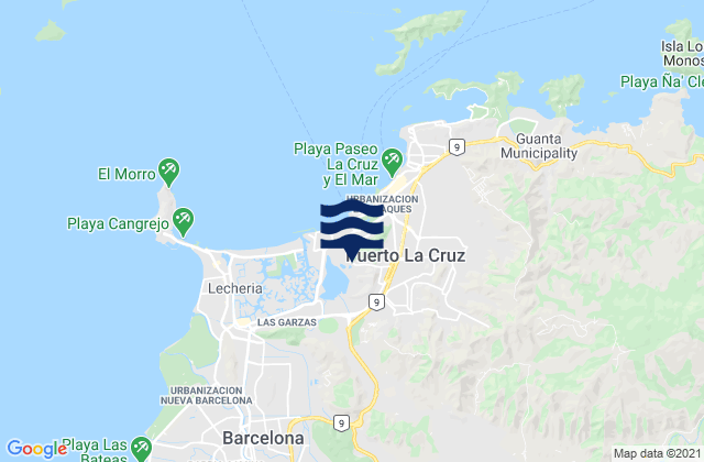 Mappa delle maree di Puerto Cruz, Venezuela