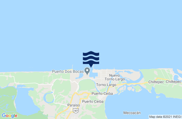 Mappa delle maree di Puerto Dos Bocas, Mexico