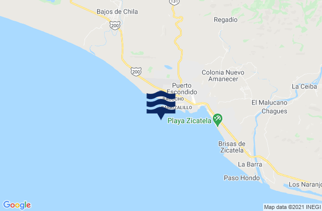 Mappa delle maree di Puerto Escondido, Mexico