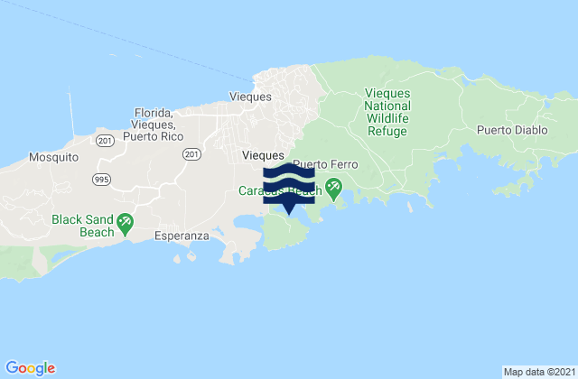 Mappa delle maree di Puerto Ferro Isla De Vieques, Puerto Rico