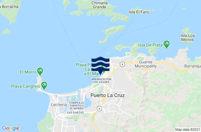 Mappa delle maree di Puerto La Cruz, Venezuela