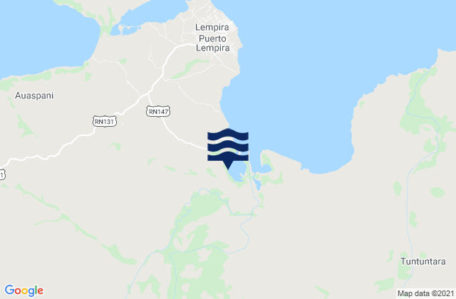 Mappa delle maree di Puerto Lempira, Honduras