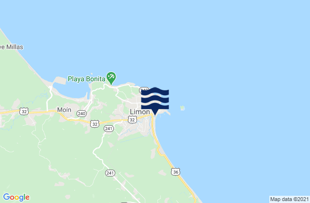 Mappa delle maree di Puerto Limon, Costa Rica