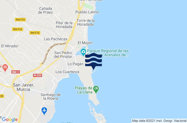 Mappa delle maree di Puerto Marina De Las Salinas, Spain