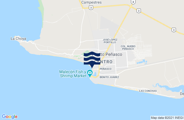 Mappa delle maree di Puerto Peñasco, Mexico