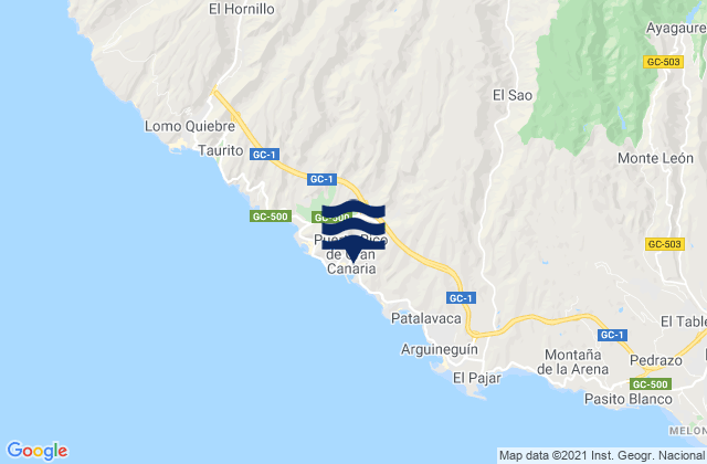 Mappa delle maree di Puerto Rico de Gran Canaria, Spain