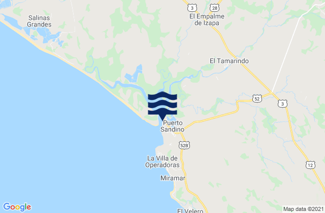 Mappa delle maree di Puerto Sandino, Nicaragua