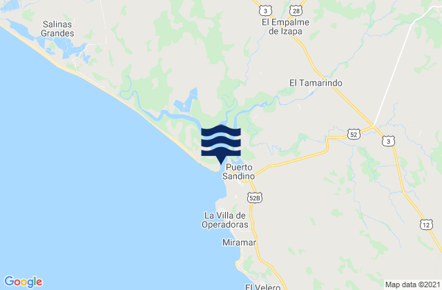Mappa delle maree di Puerto Somoza, Nicaragua
