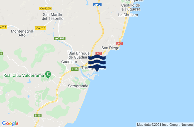 Mappa delle maree di Puerto Sotogrande, Spain