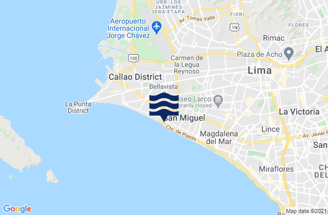 Mappa delle maree di Puerto Viejo, Peru