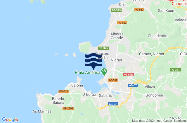 Mappa delle maree di Puerto de Bayona, Portugal